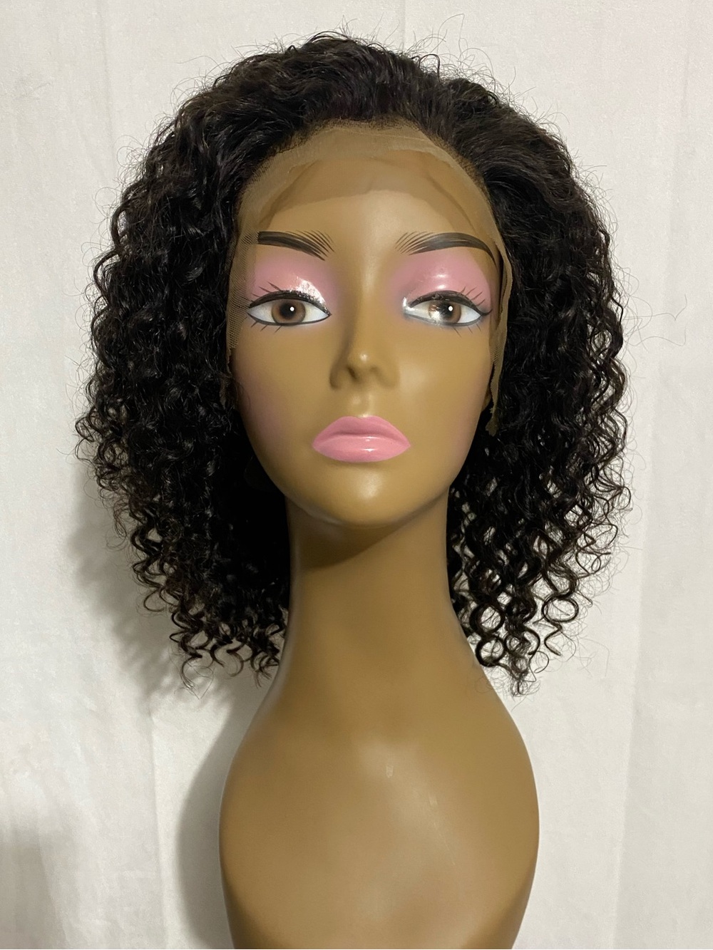 14" Jessica Hair 13x6 Lace Front Wig Wet & Wavy Human Hair Curly Bob Wig